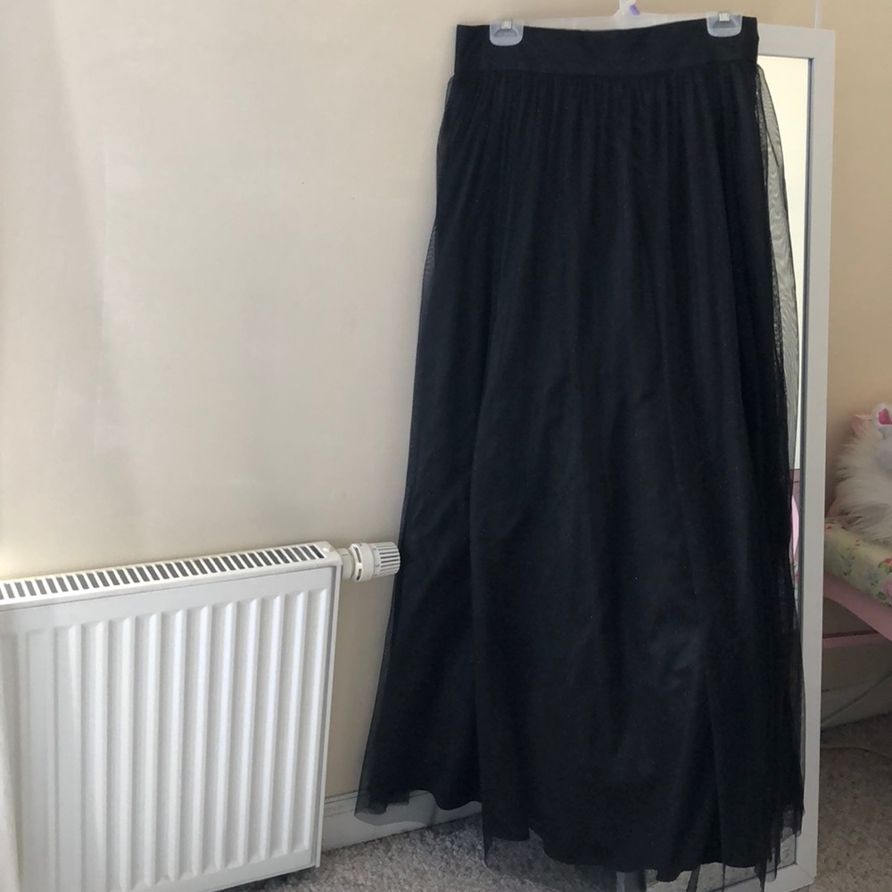 Long formal sparkle black skirt